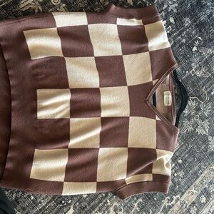 First Love Brown and Cream Knit Top